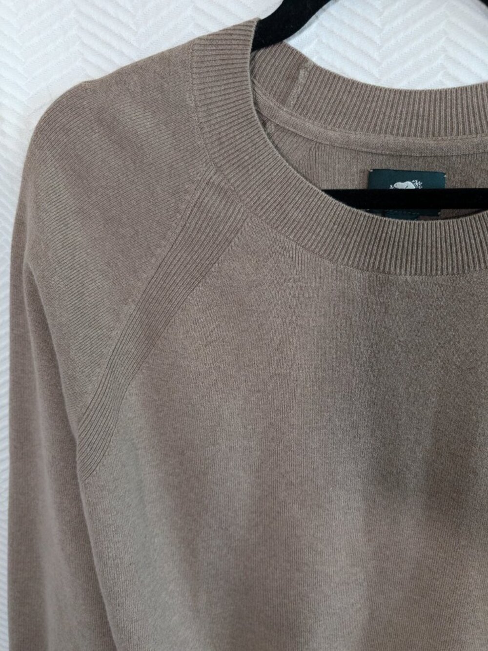 Roots Crewneck Sweater Cotton Cashmere Blend Pullover Neutral Beige Medium - Picture 7 of 13